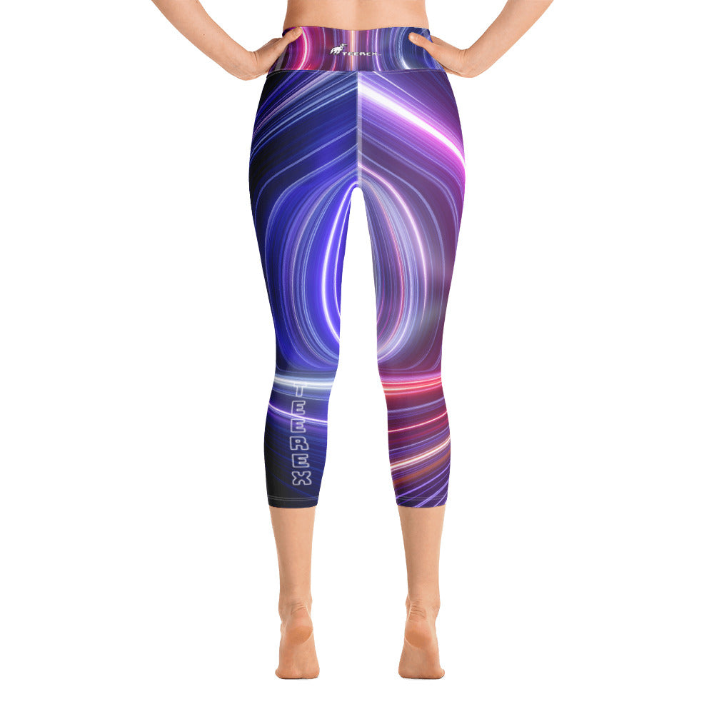 TeeRex Short Yoga Capri Leggings - Neon Tunnel