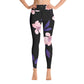 TeeRex Leggings - Flowers, Black Purple Pink with pockets